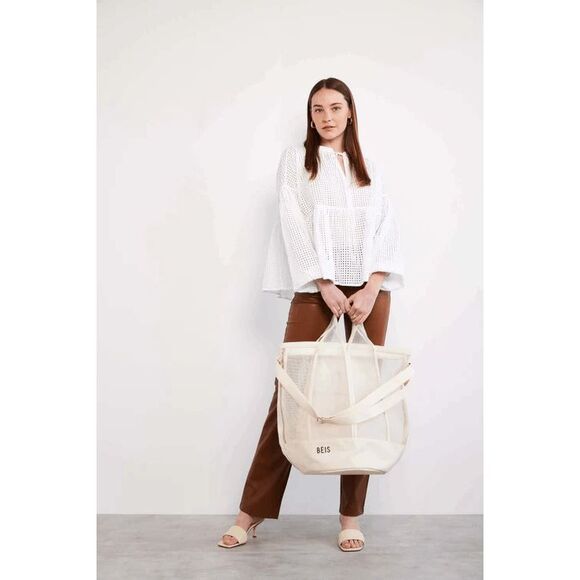 NWT Beis Phat Sack Extra Large Mesh Tote in Beige - LIMITED EDITION - Picture 6 of 11